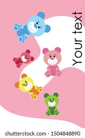 Color vector bear, baby picture, cartoon character, vector background.