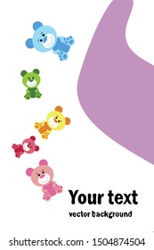 Color vector bear, baby picture, cartoon character, vector background.