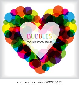 color vector bright bubbles heart frame with place for your text