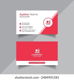 Color vector business card design template or red color abstract visiting card