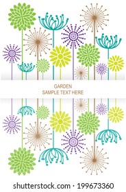 color vector card design with flowers silhouettes and frame for your text