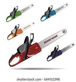 color vector chainsaws isolated on white background