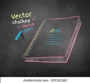 Dibujo de tiza de Vector de color del cuaderno de la escuela.