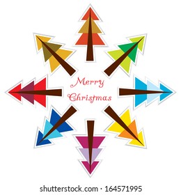color vector christmas trees labels and place for text isolated on white background