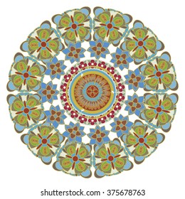color vector circle in the ornaments of flowers on a white background