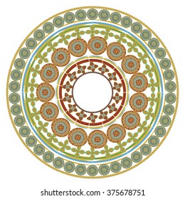 color vector circle in the ornaments of little circles on a white background