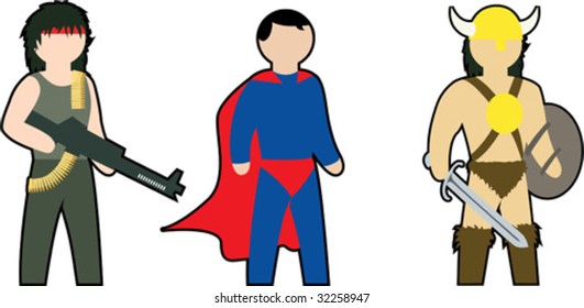 color vector clip-art of action heroes