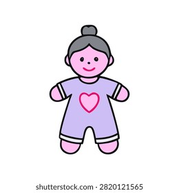 color vector clipart baby doll adoreable