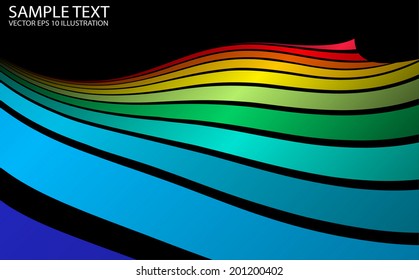 Color vector curved background template - Vector abstract rainbow background illustration template