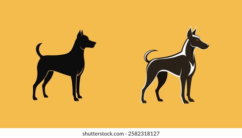 color vector dog set silhouette illustration