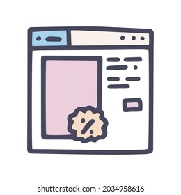 color vector doodle simple icon discount webpage