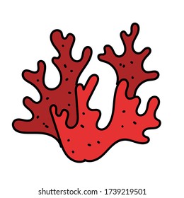 color vector element, black and white drawing of a marine inhabitant, doodle coloring, seaweed