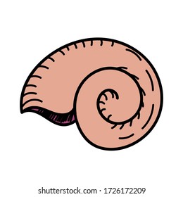 Farbvektorelement, Zeichnung eines Meeresbewohners, Doodle-Färbung, Schale