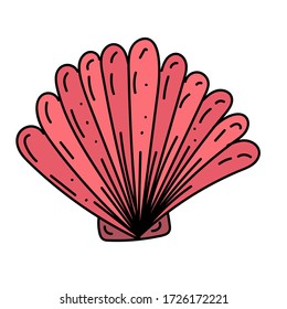 color vector element, drawing of a marine inhabitant, doodle coloring, shell