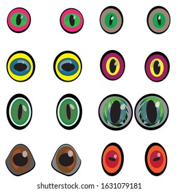 Color vector elements for character design. Eyes for beasts and mythical creatures