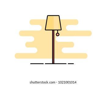 Color vector flat floor lamp isolated. Stock vector illustration