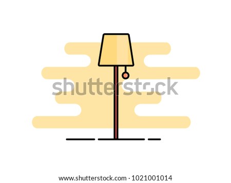 Color vector flat floor lamp isolated. Stock vector illustration