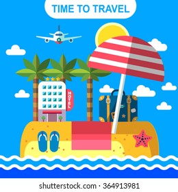 color vector flat illustration for beach paradise
