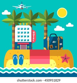 color vector flat illustration for beach vacation