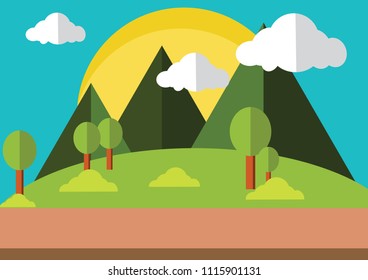 Color vector flat illustrations village landscapes