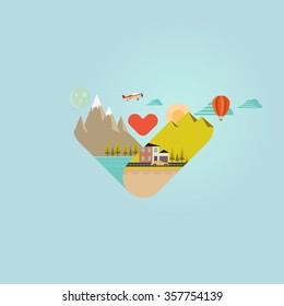 Color vector flat landscape, urban illustrations 
