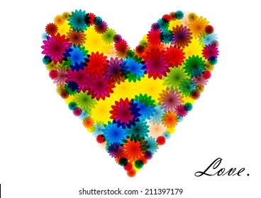 color vector flowers heart isolated on white background