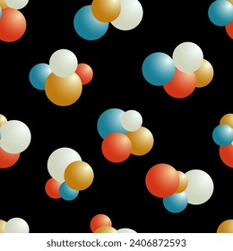 color vector
 in the form of a seamless pattern with multi-colored balls on a black background for printing on wallpaper, fabrics and for decorating interiors and views in an abstract form