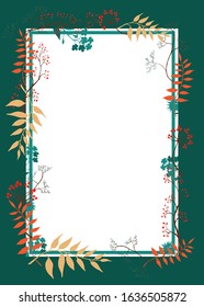 Color vector frame with flowers, leaves and branch