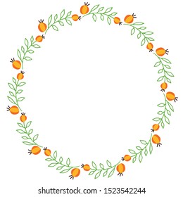 color vector frame in rustic style. wreath of branches. minimalism, simplicity, tenderness