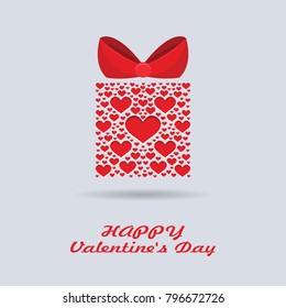 Color vector gift box, bows and ribbons . Hand drawn calligraphy lettering Happy Valentine's Day