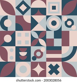 Farbvektorgrafik des Neo Geo Design Musters mit einzigartigen geometrischen Formen, abstrakter Hintergrund. Gut für Flyer, Präsentation, Bildschirmhintergrund, Buchabdeckung usw.