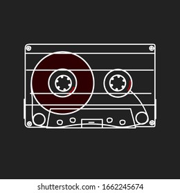 Color Vector Hand Drawing Cassette Tape