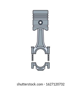 Color vector icon auto moto parts accessories - piston. Repair service equipment. Engine elements shop catalog. Vintage vehicle symbol. Motorcycle mechanic. Transportation. Graphic element background.