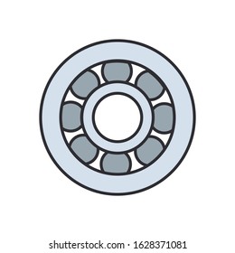 Color vector icon auto moto parts accessories bearing. Repair service equipment. Engine elements shop catalog. Vintage vehicle symbol. Motorcycle mechanic. Transportation. Graphic element background.