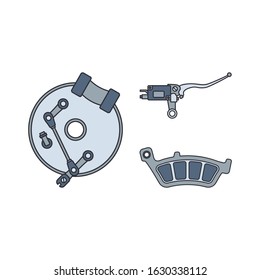 Color vector icon auto moto parts accessories brake cylinder. Repair service equipment. Engine elements shop catalog. Vintage vehicle symbol. Motorcycle mechanic. Transportation. Graphic element sign.