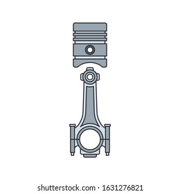 Color vector icon auto moto parts accessories - piston. Repair service equipment. Engine elements shop catalog. Vintage vehicle symbol. Motorcycle mechanic. Transportation. Graphic element background.