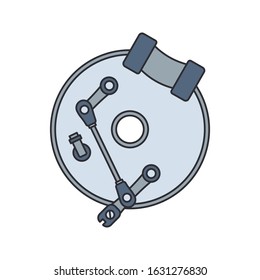 Color vector icon auto moto parts accessories brake cylinder. Repair service equipment. Engine elements shop catalog. Vintage vehicle symbol. Motorcycle mechanic. Transportation. Graphic element sign.