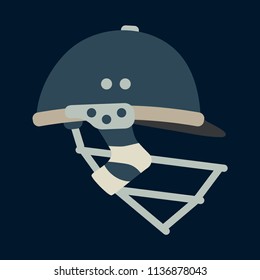 Color vector icon british cricket defense helmet. Sport equipment success symbol. Head protection. Athletic competition activity. Royal outdoor training team game. Retro style illustration element
