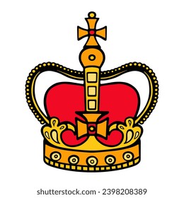 icono del vector de color de la corona de la Reina de Inglaterra aislada en un fondo blanco