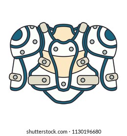 Color vector icon hockey, rugby, baseball defense armor plates. Sport equipment success symbol. Athletic competition activity. American football training team game. Retro style illustration element.