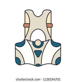 Color vector icon hockey, rugby, baseball defense armor plates. Sport equipment success symbol. Athletic competition activity. American football training team game. Retro style illustration element.