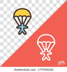 Icono de vector de color con paracaídas