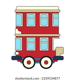Color vector icon with toys vintage bus. Engaging and interactive toys that spark creativity and imagination. Designed for kids. Encourage playtime and ignite the joy of discovery with children's toys