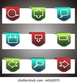 Color vector icons set. Vector navigation template (set 34).