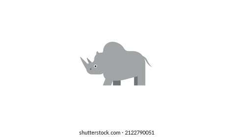 color vector illustration of an African rhinoceros, side view.