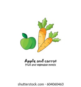 Color vector illustration. Apple and carrot