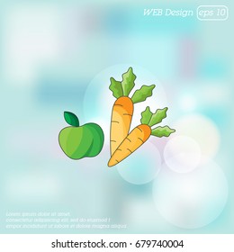 Color vector illustration. Apple and carrot