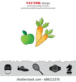 Color vector illustration. Apple and carrot