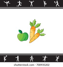 Color vector illustration. Apple and carrot