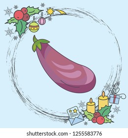 Color vector illustration. Aubergine, eggplant